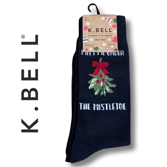 Men's Christmas “Meet Under The Mistletoe” Crew Socks • NWT - Picture 1 of 5